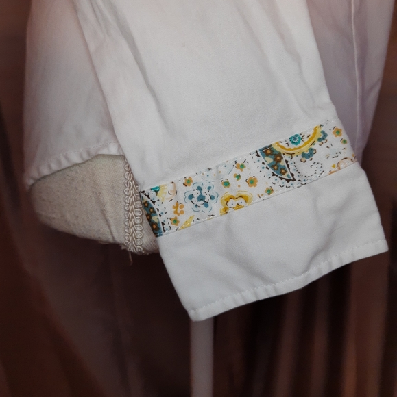 Joe Browns white long sleeve shirt UK 8 Paisley collar & sleeve trim - Picture 5 of 10
